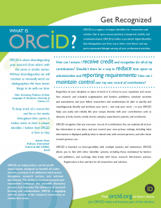 Flyer de présentation ORCID. Une version PDF est disponible sous l'image.